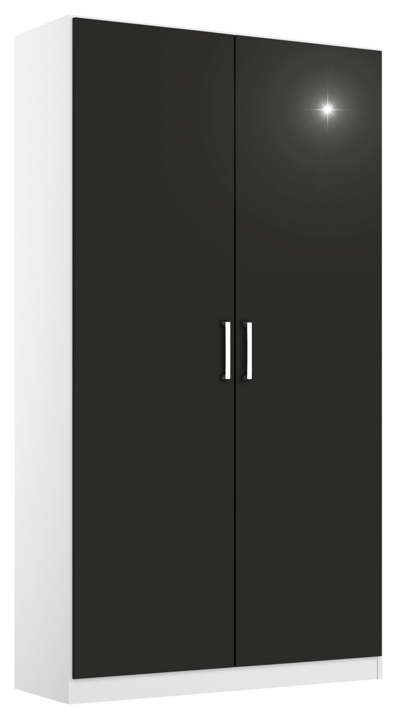 DREHTÜRENSCHRANK  in Weiß, Grau  - Chromfarben/Weiß, MODERN, Holzwerkstoff/Kunststoff (91/197/54cm) - Rauch Möbel