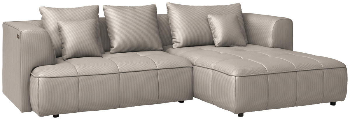 ECKSOFA Taupe Feincord Zierkissen, Rückenkissen, Sitzvorzug  - Taupe/Schwarz, Design, Kunststoff/Textil (288/188cm) - Welnova