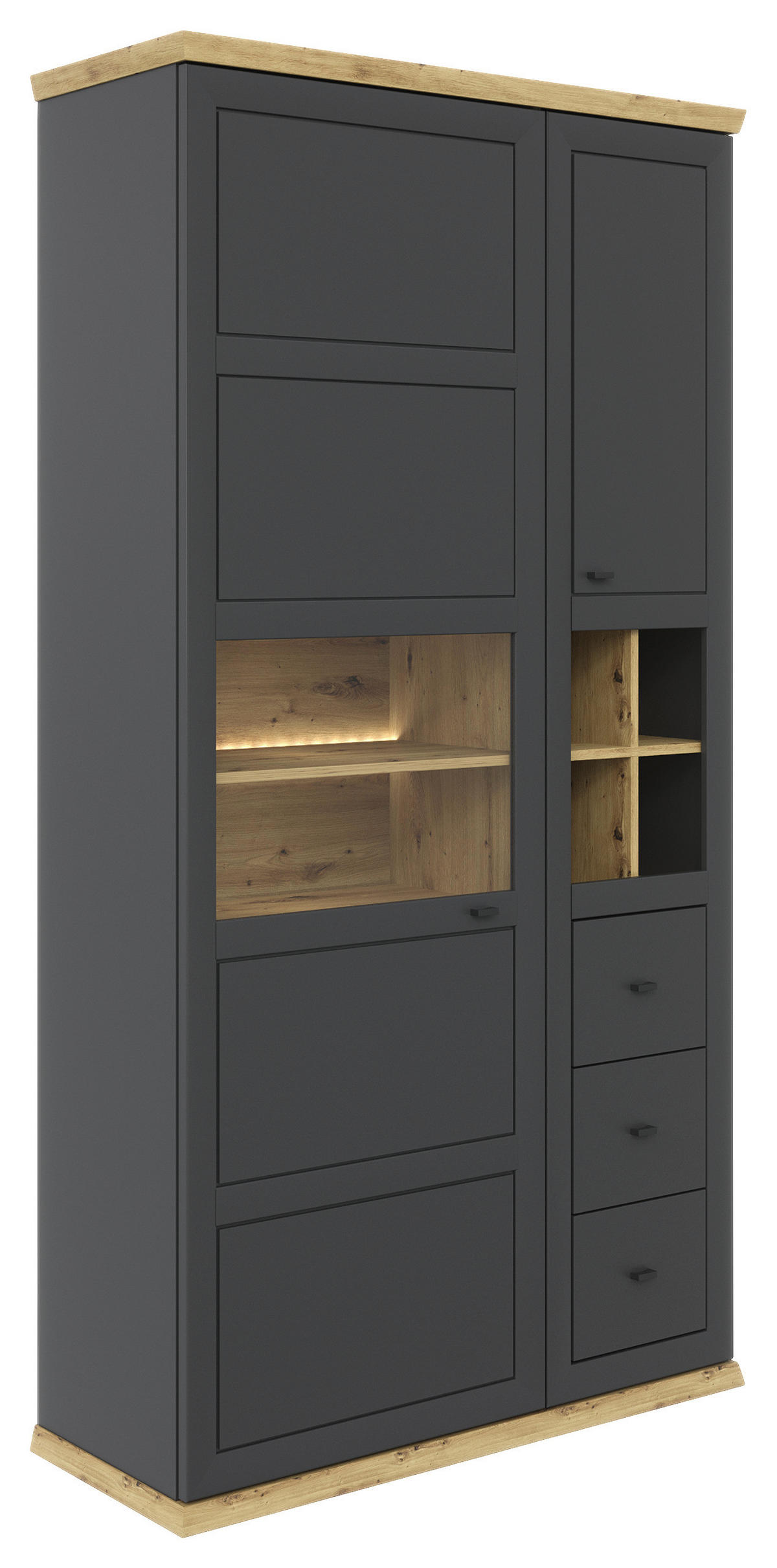 VITRINA 110,2/209,2/42,8 cm   - boje hrasta/hrast Artisan, Design, staklo/drvni materijal (110,2/209,2/42,8cm) - Hom`in