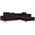 ECKSOFA in Lederlook Grau  - Schwarz/Grau, Natur, Holz/Textil (282/226cm) - Novel