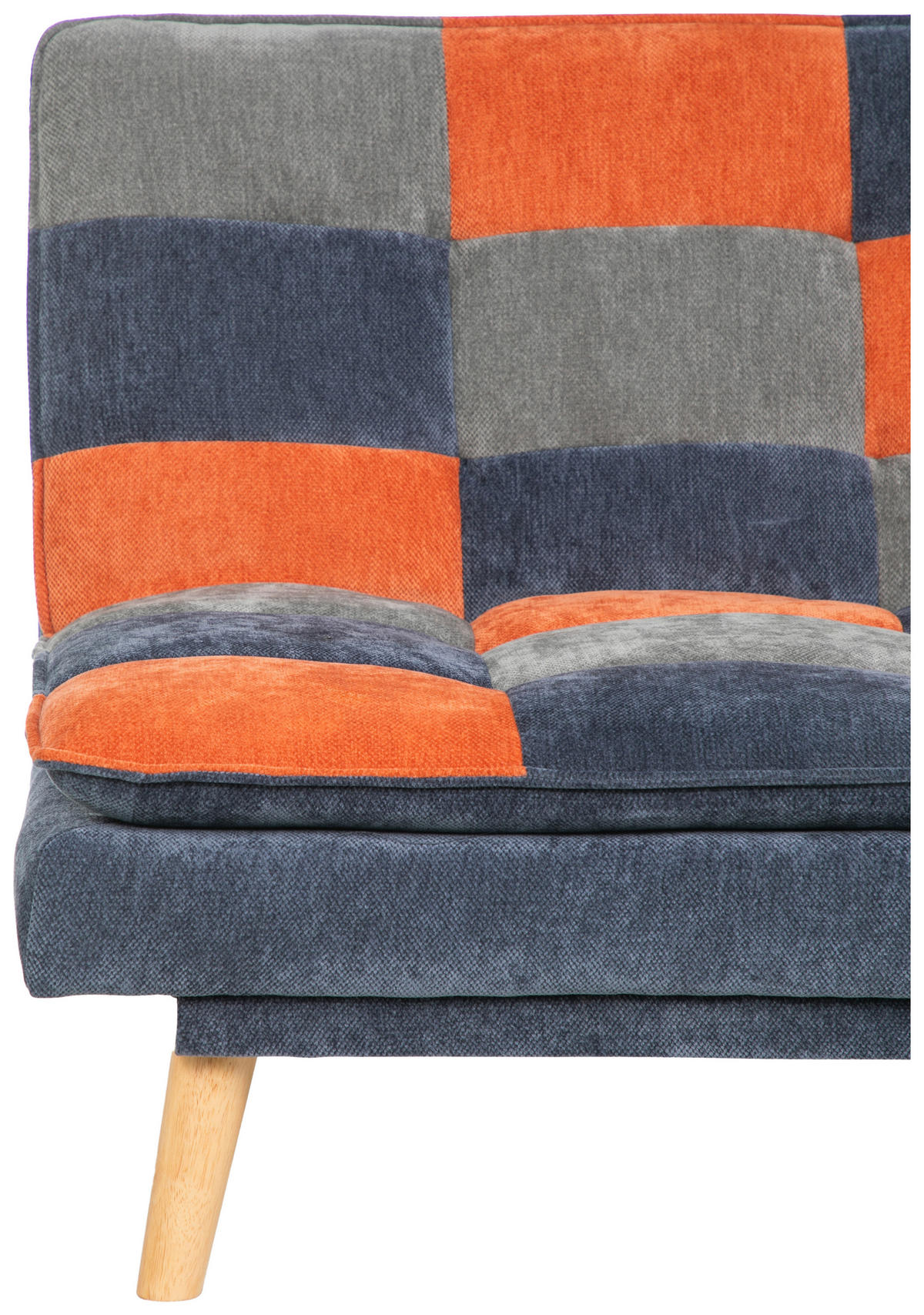 SCHLAFSOFA Chenille Blau, Grau, Orange  - Blau/Naturfarben, Design, Holz/Textil (180/77/91cm) - MID.YOU