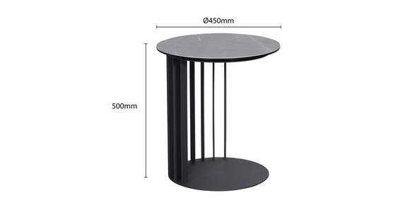 BEISTELLTISCH 45/45/50 cm Grau, Schwarz rund - Schwarz/Grau, Design, Glas/Keramik (45/45/50cm) - Novel