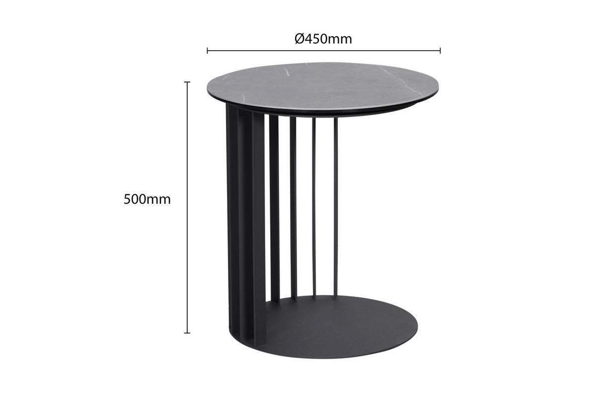 BEISTELLTISCH in Metall, Glas, Keramik 45/45/50 cm  - Schwarz/Grau, Design, Glas/Keramik (45/45/50cm) - Novel