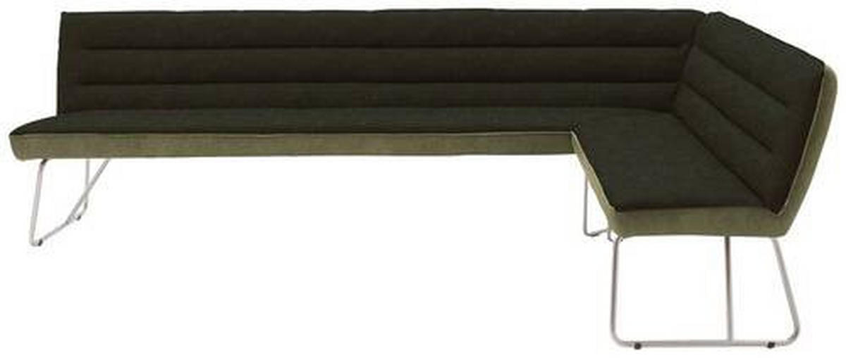 ECKBANK 284/184 cm Flachgewebe Grün, Edelstahlfarben   - Edelstahlfarben/Grün, Design, Textil/Metall (284/184cm) - Dieter Knoll