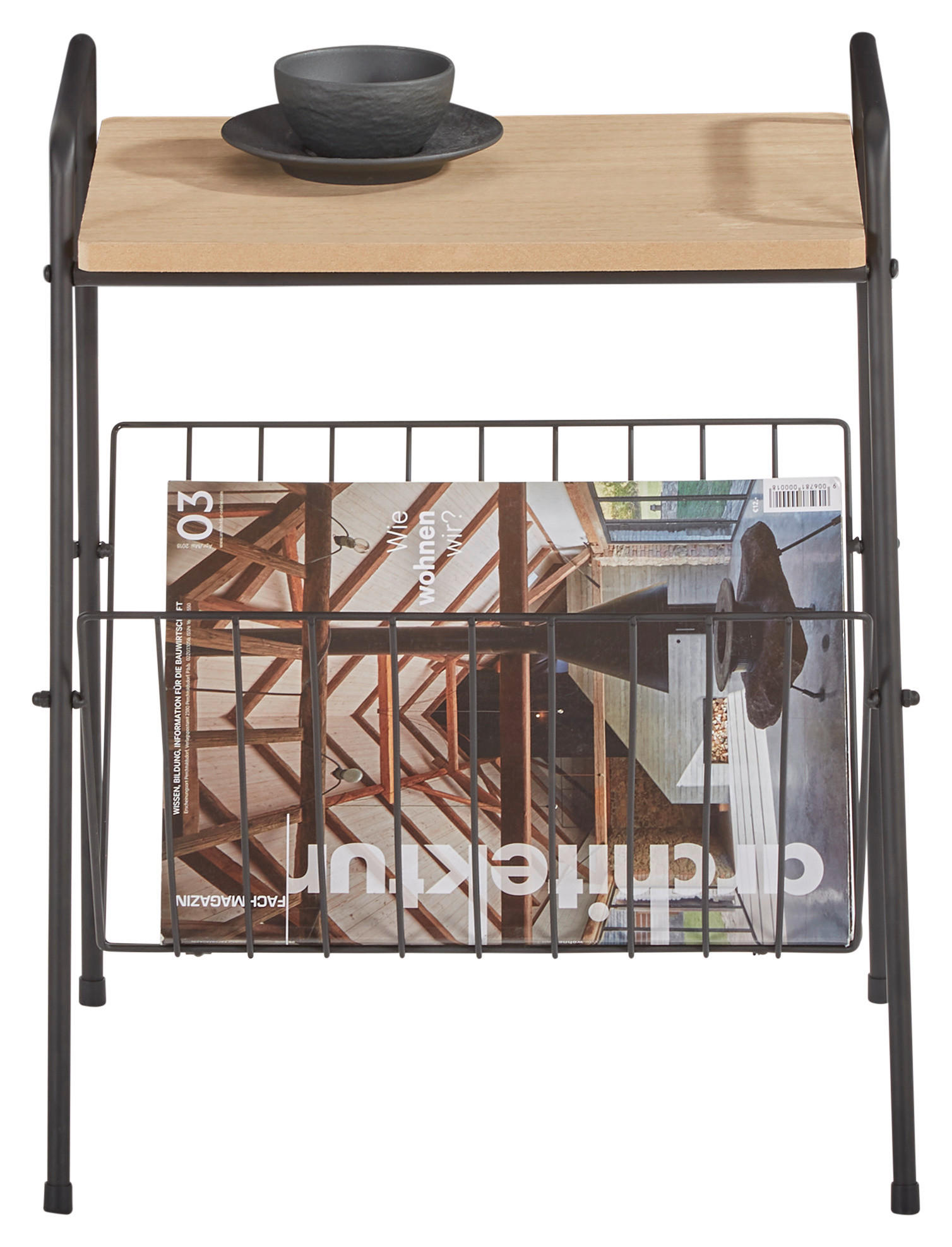 BEISTELLTISCH 36/32/46 cm Naturfarben, Schwarz rechteckig  - Schwarz/Naturfarben, Trend, Holz/Holzwerkstoff (36/32/46cm) - Xora
