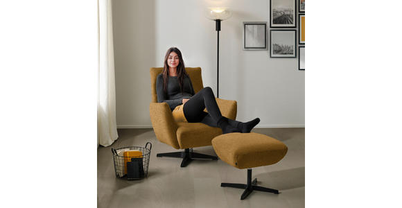 SESSEL in Bouclé Currygelb  - Currygelb/Schwarz, Design, Textil/Metall (60/94/86cm) - Dieter Knoll