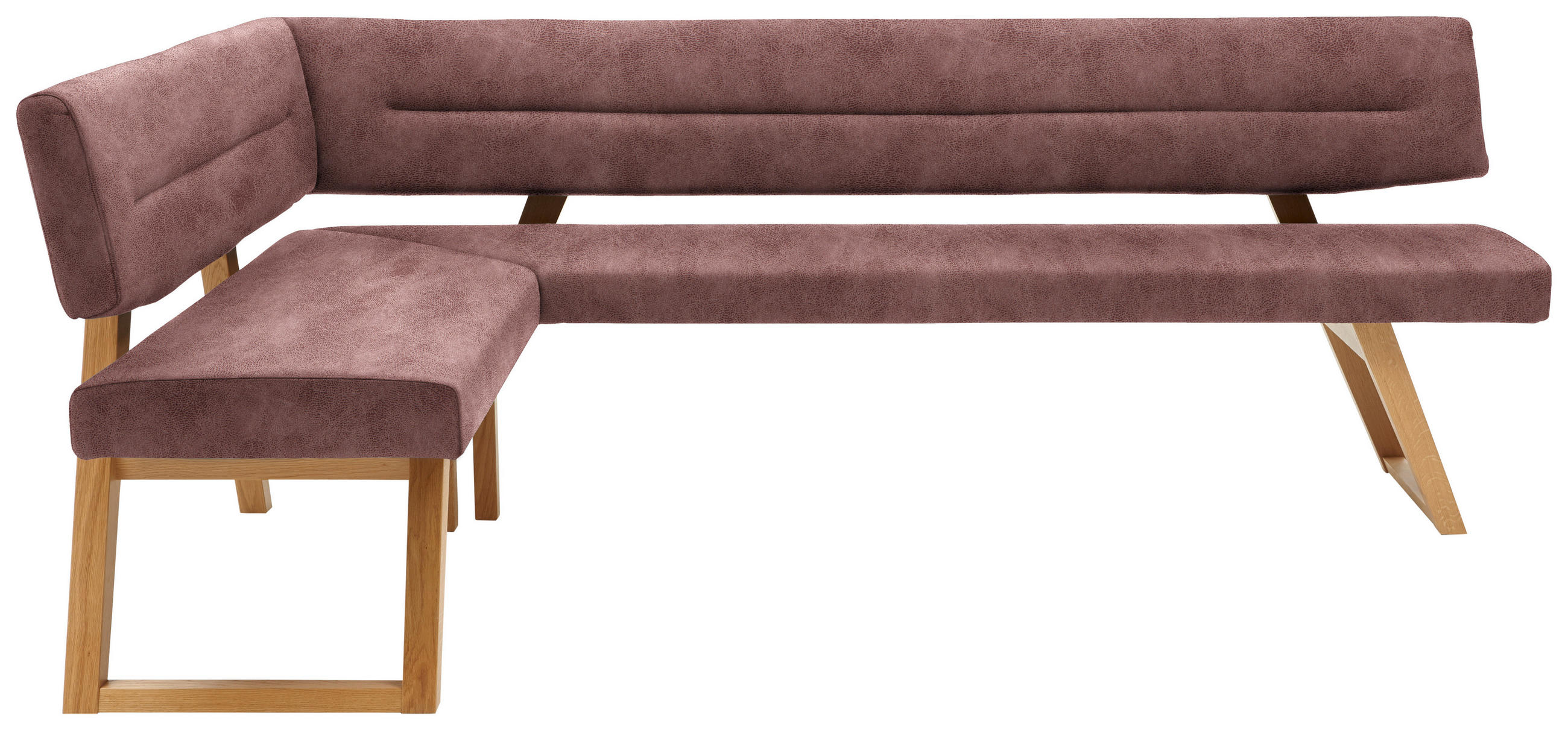 ECKBANK Holz, Textil Altrosa  - Eichefarben/Altrosa, Konventionell, Holz/Textil (155/225cm) - Dieter Knoll