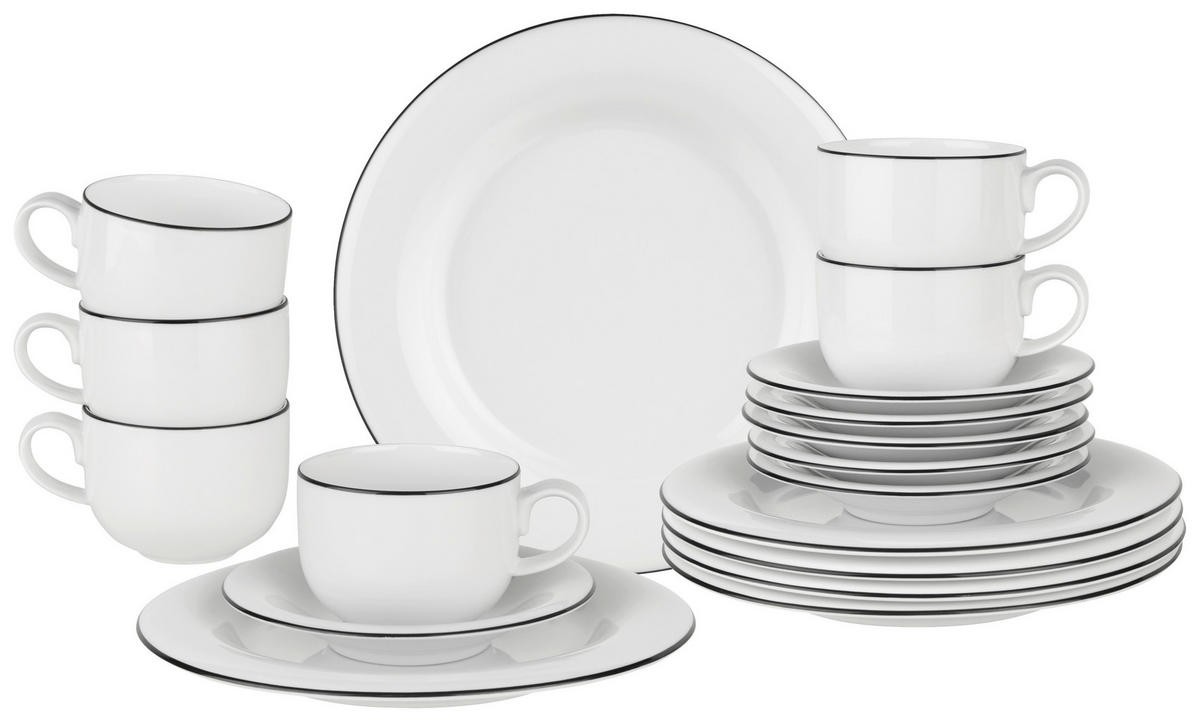 KÁVÉSKÉSZLET 18 részes  - fekete/fehér, Basics, kerámia - Novel