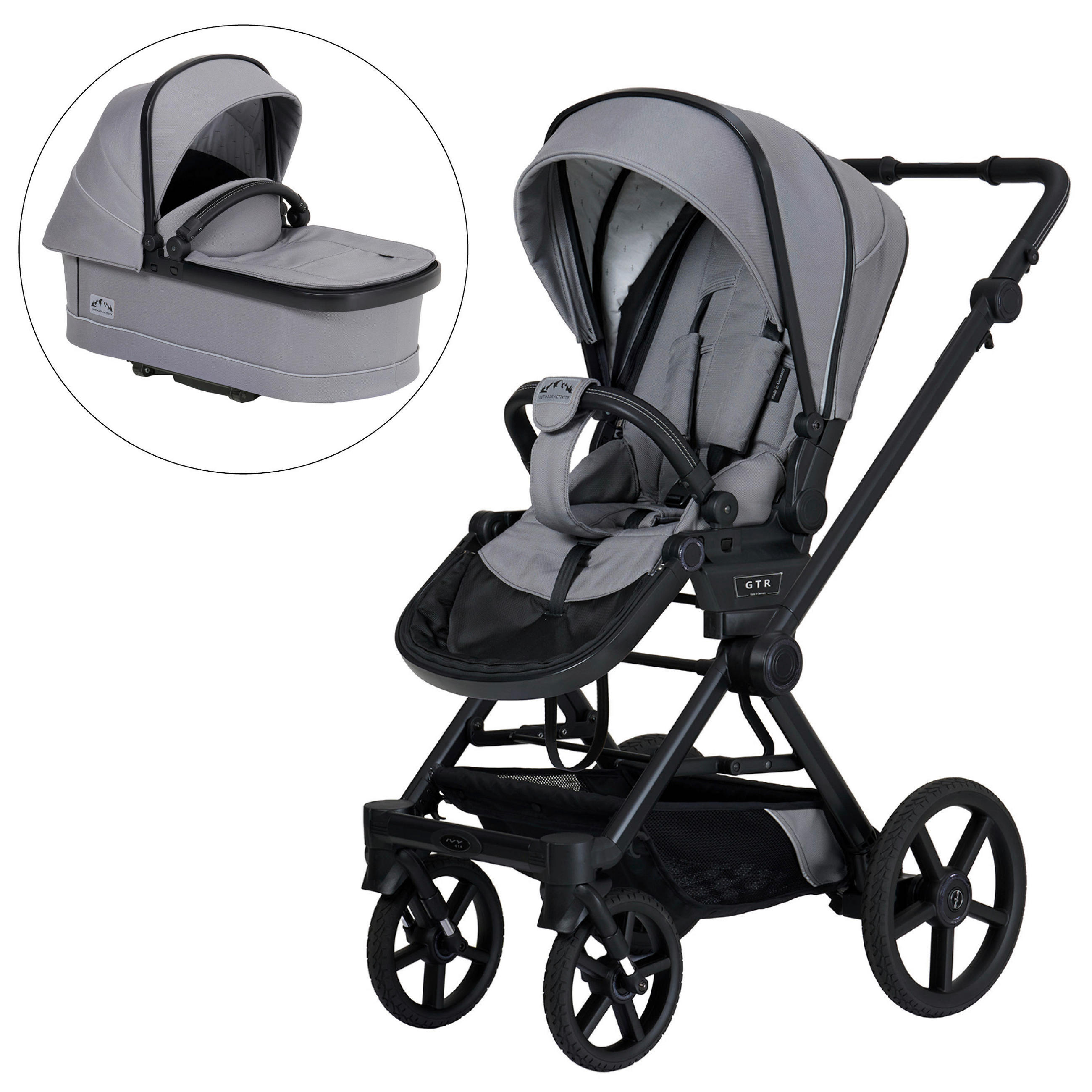 KINDERWAGENSET IVY GTR Outdoor  - Schwarz/Grau, Basics, Textil/Metall (94cm) - Hartan
