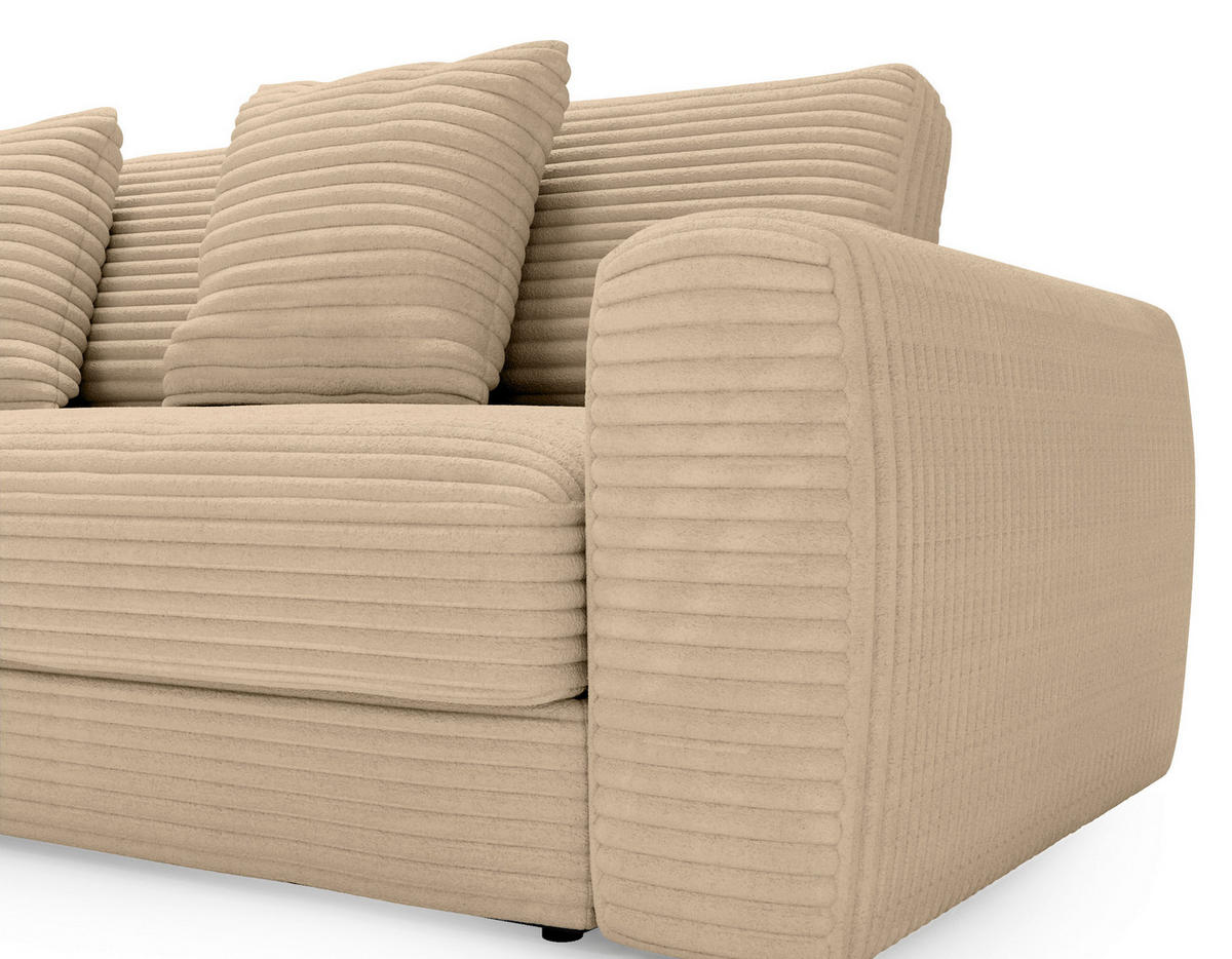 ECKSOFA in Cord Beige  - Beige/Schwarz, Modern, Kunststoff/Textil (182/302cm) - Carryhome