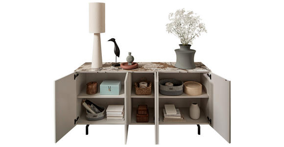 SIDEBOARD Perlmutt 180/85/45 cm - Perlmutt/Schwarz, Design, Holzwerkstoff/Metall (180/85/45cm) - Johann Jakob