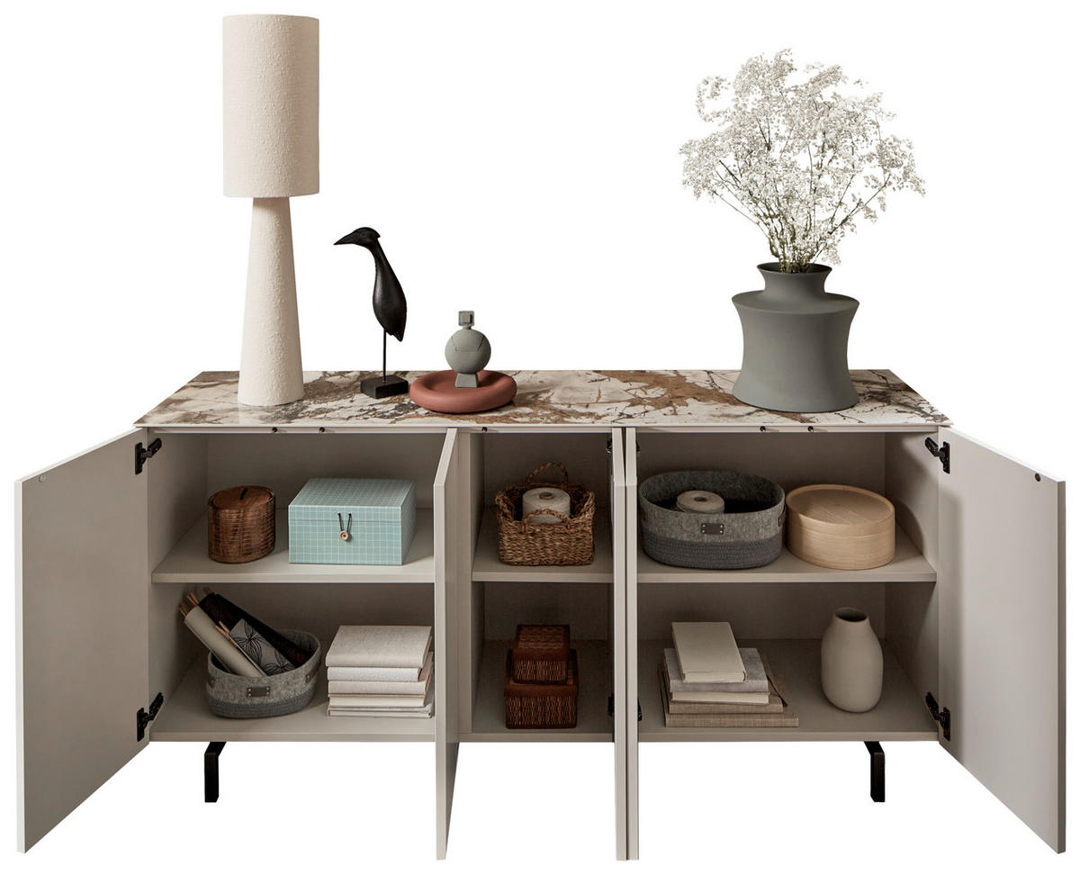 SIDEBOARD Perlmutt  180/85/45 cm  - Perlmutt/Schwarz, Design, Holzwerkstoff/Metall (180/85/45cm) - Johann Jakob