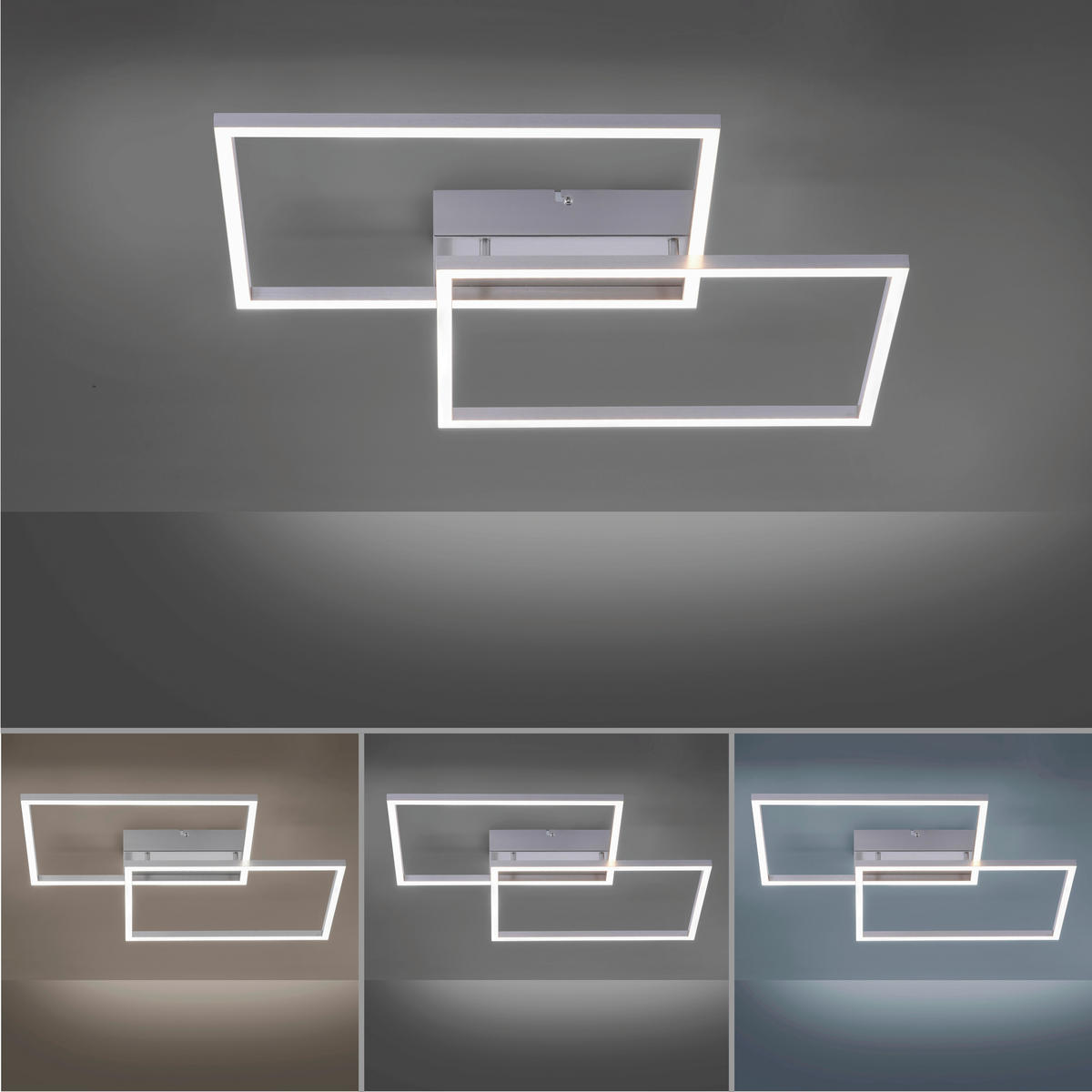 LED-DECKENLEUCHTE Iven 75,5/56,2/7 cm   - Chromfarben/Alufarben, Design, Kunststoff/Metall (75,5/56,2/7cm)