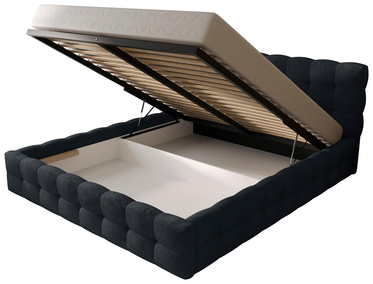 POLSTERBETT 200/200 cm,  in Anthrazit, gepolstertes Kopfteil, Lattenrost, Bettkasten,  - Anthrazit/Schwarz, MODERN, Holz/Kunststoff (200/200cm) - Chameo
