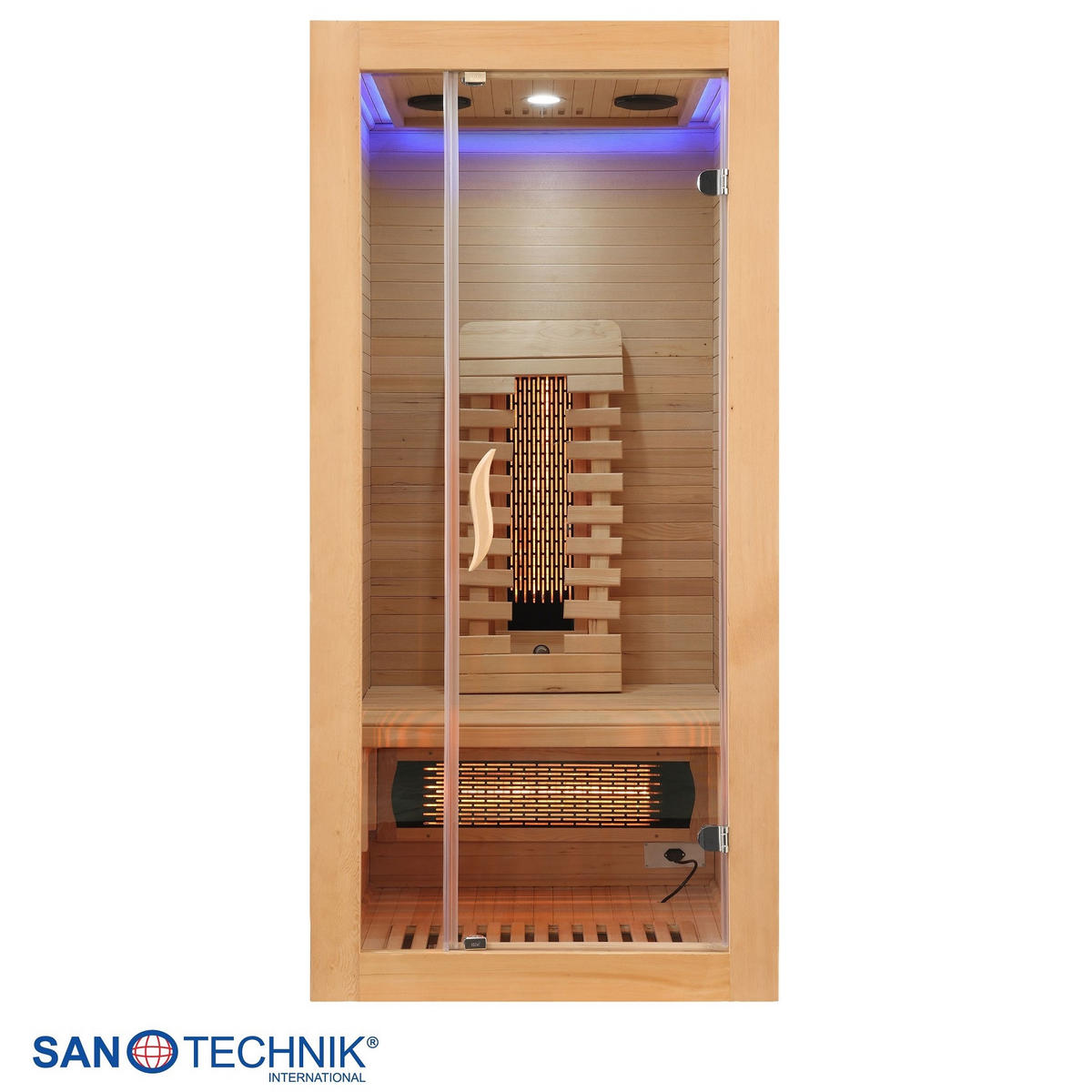 INFRAROTKABINE für 1 Personen  - Naturfarben, Basics, Glas/Holz (90/190/90cm) - Sanotechnik
