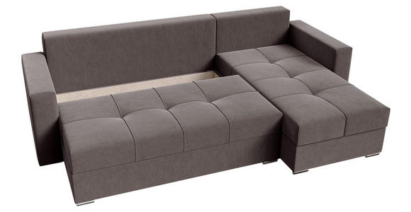 ECKSOFA Dunkelgrau Samt  - Chromfarben/Dunkelgrau, KONVENTIONELL, Kunststoff/Textil (233/140cm) - Carryhome