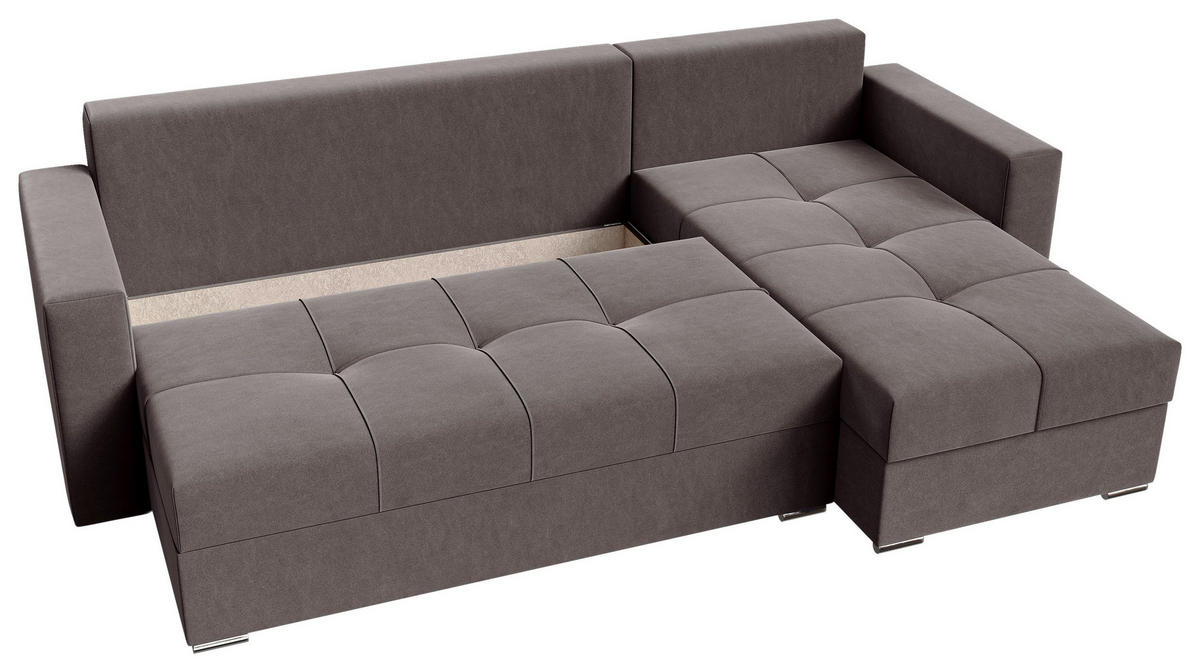 ECKSOFA Dunkelgrau Samt  - Chromfarben/Dunkelgrau, KONVENTIONELL, Kunststoff/Textil (233/140cm) - Carryhome