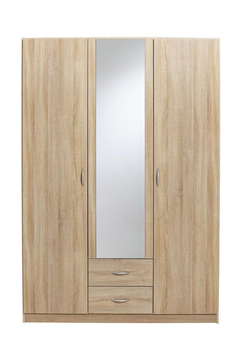 KLEIDERSCHRANK in Sonoma Eiche  - Silberfarben/Sonoma Eiche, Design, Holzwerkstoff/Kunststoff (136/197/54cm) - Boxxx