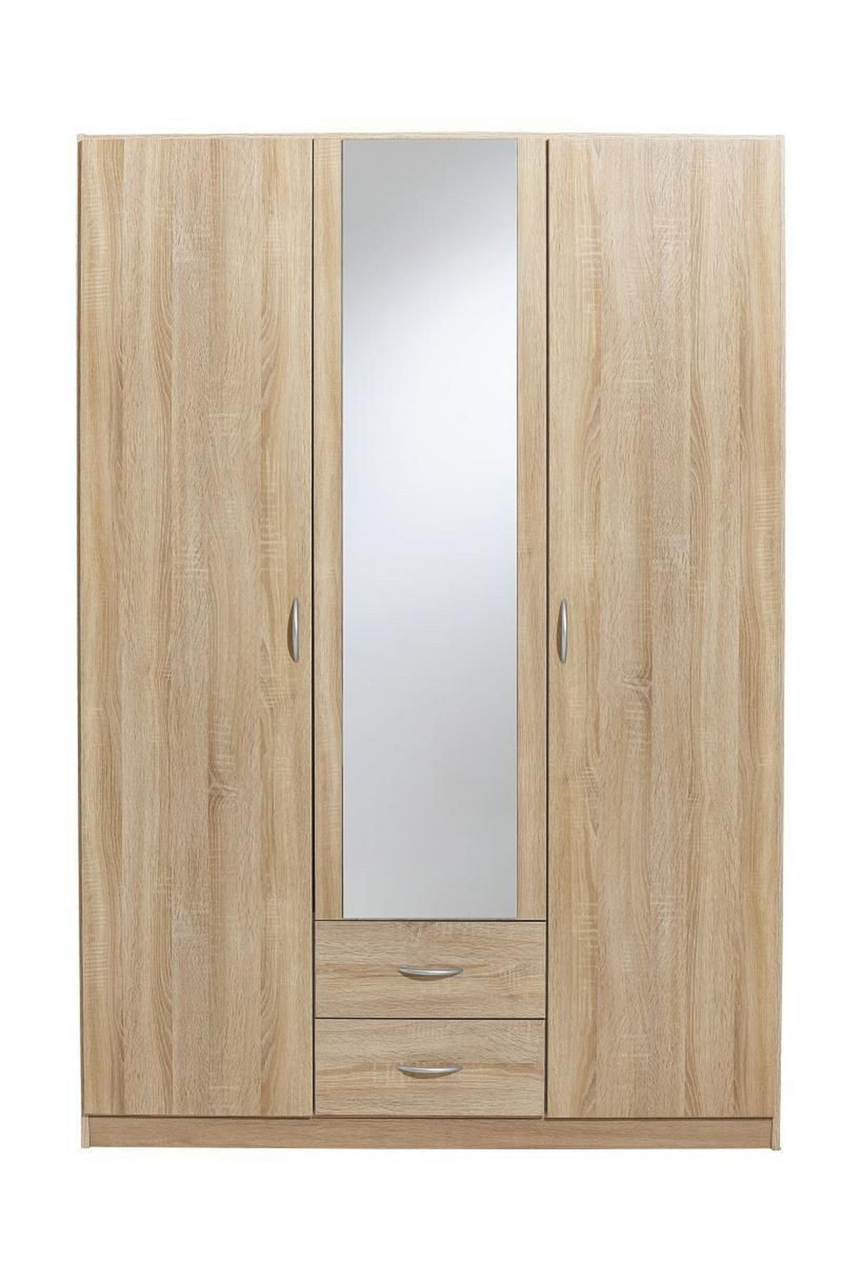 KLEIDERSCHRANK in Sonoma Eiche  - Silberfarben/Sonoma Eiche, Design, Holzwerkstoff/Kunststoff (136/197/54cm) - Boxxx