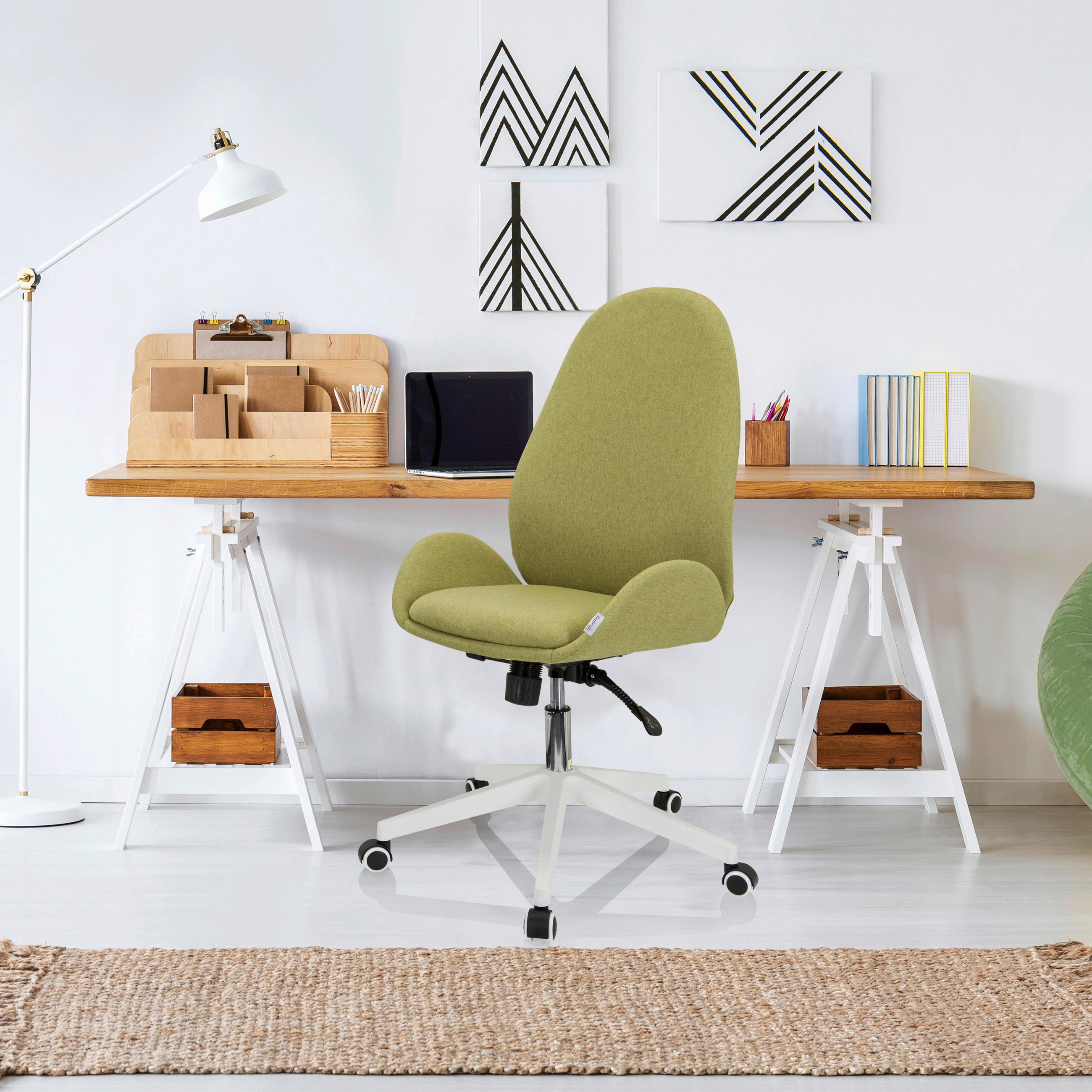 SNURRSTOL  i flatväv grön  - vit/grön, Basics, textil/plast (56/104/58cm) - MID.YOU