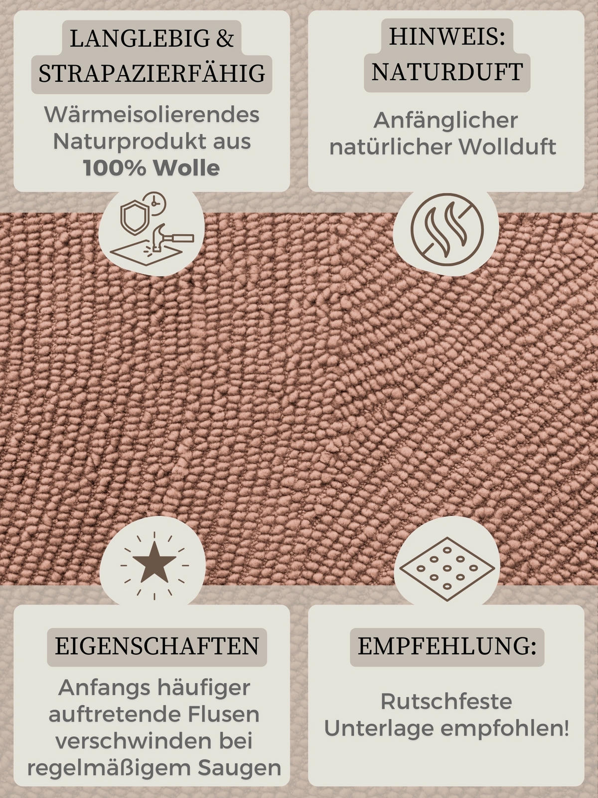 WOLLTEPPICH 200 cm Calmio Altrosa rund  - Altrosa, Basics, Textil (200cm) - Hanse Home