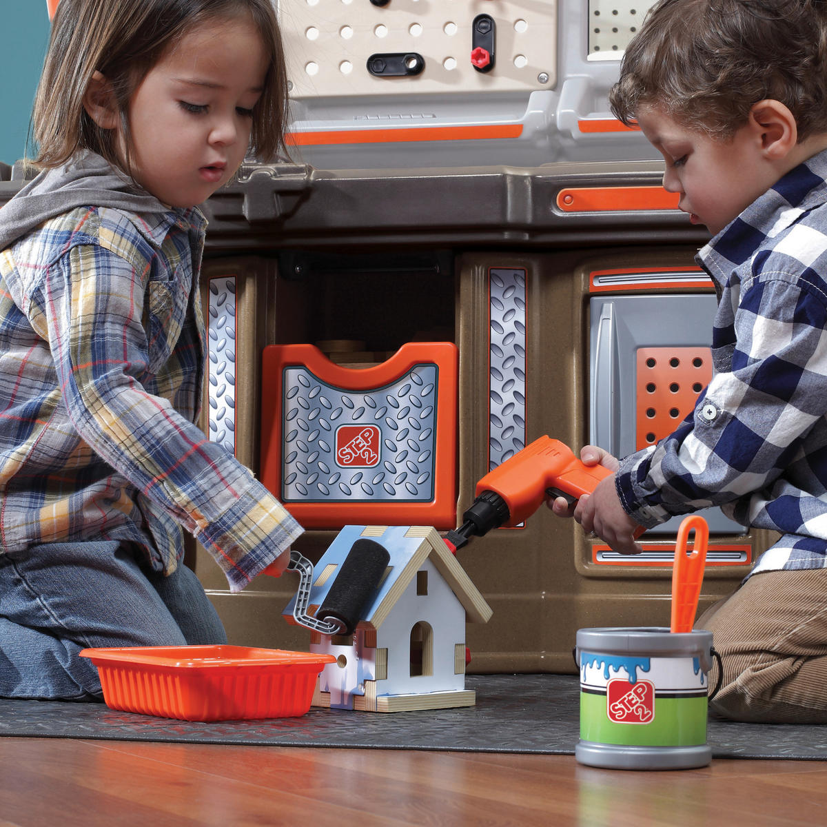 KINDERWERKBANK - Braun/Grau, Konventionell, Kunststoff (97,8/86,4/86,4cm)
