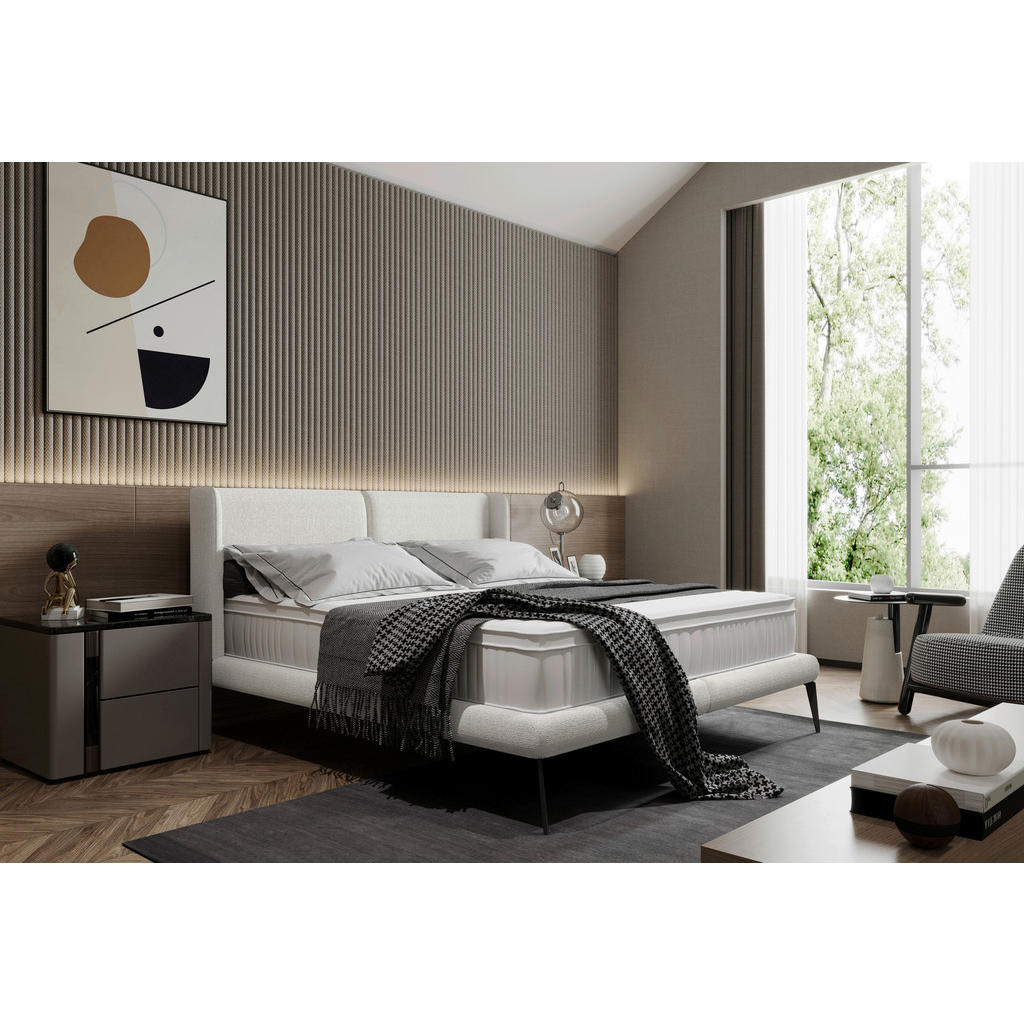 Thumbnail - Livetastic Polsterbett, Weiß, Textil, Uni, H3, Höhe ca. 25 cm, 180x200 cm, Made in EU, Bezug abnehmbar/waschbar,gepolste...