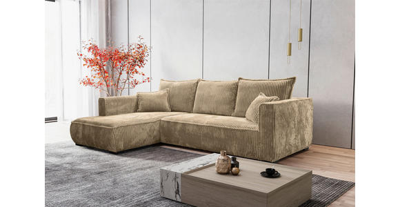 ECKSOFA Beige Cord  - Beige/Schwarz, MODERN, Holz/Textil (208/322cm) - Carryhome