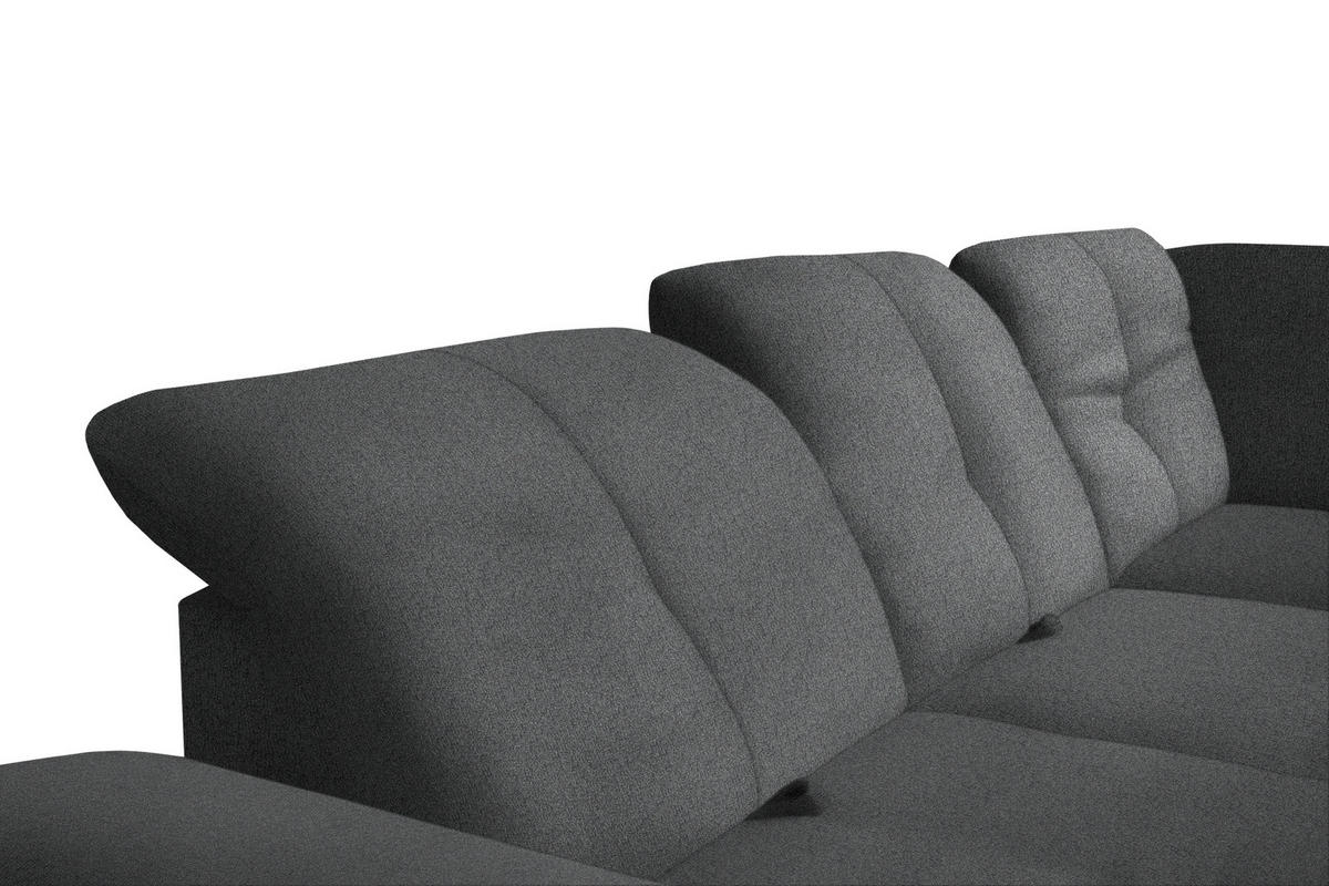 ECKSOFA Dunkelgrau Flachgewebe  - Dunkelgrau/Schwarz, Design, Textil/Metall (242/313cm) - Xora
