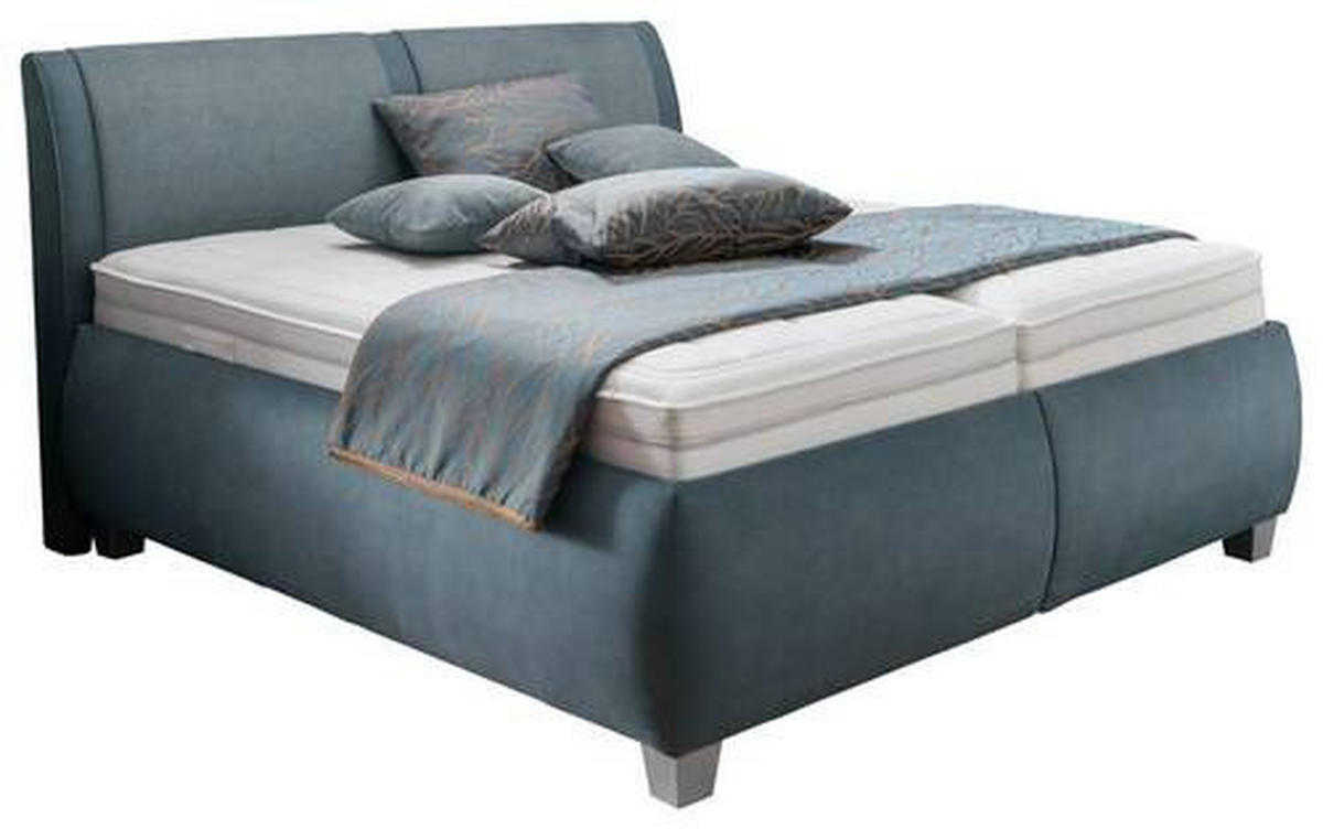 POLSTERBETT 180/200 cm  in Blaugrau  - Weiss/Silberfarben, Design, Holzwerkstoff/Kunststoff (180/200cm) - Beldomo - Sleep