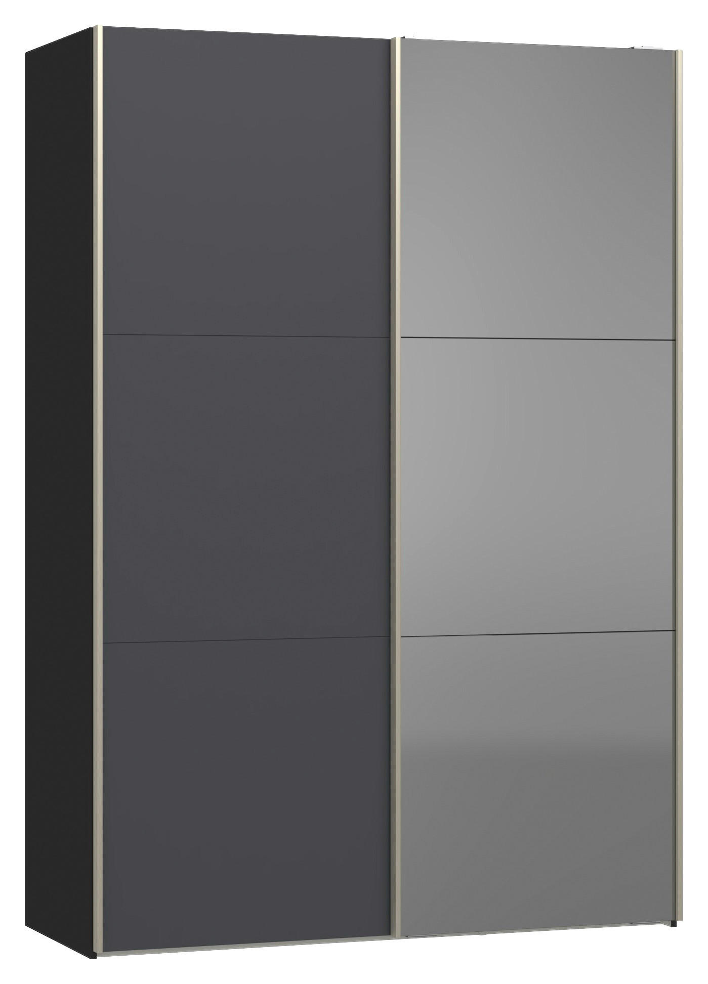 SCHWEBETÜRENSCHRANK 152/220/65 cm 2-türig Anthrazit, Schwarz  - Edelstahlfarben/Anthrazit, Design, Glas/Holzwerkstoff (152/220/65cm) - Jutzler