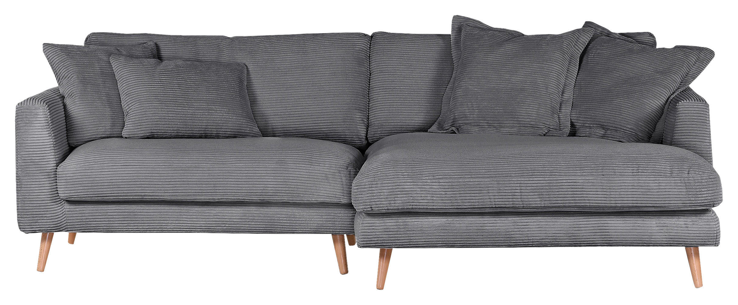 ECKSOFA in Cord Anthrazit  - Anthrazit/Naturfarben, Romantik / Landhaus, Holz/Textil (270/140cm) - Landscape