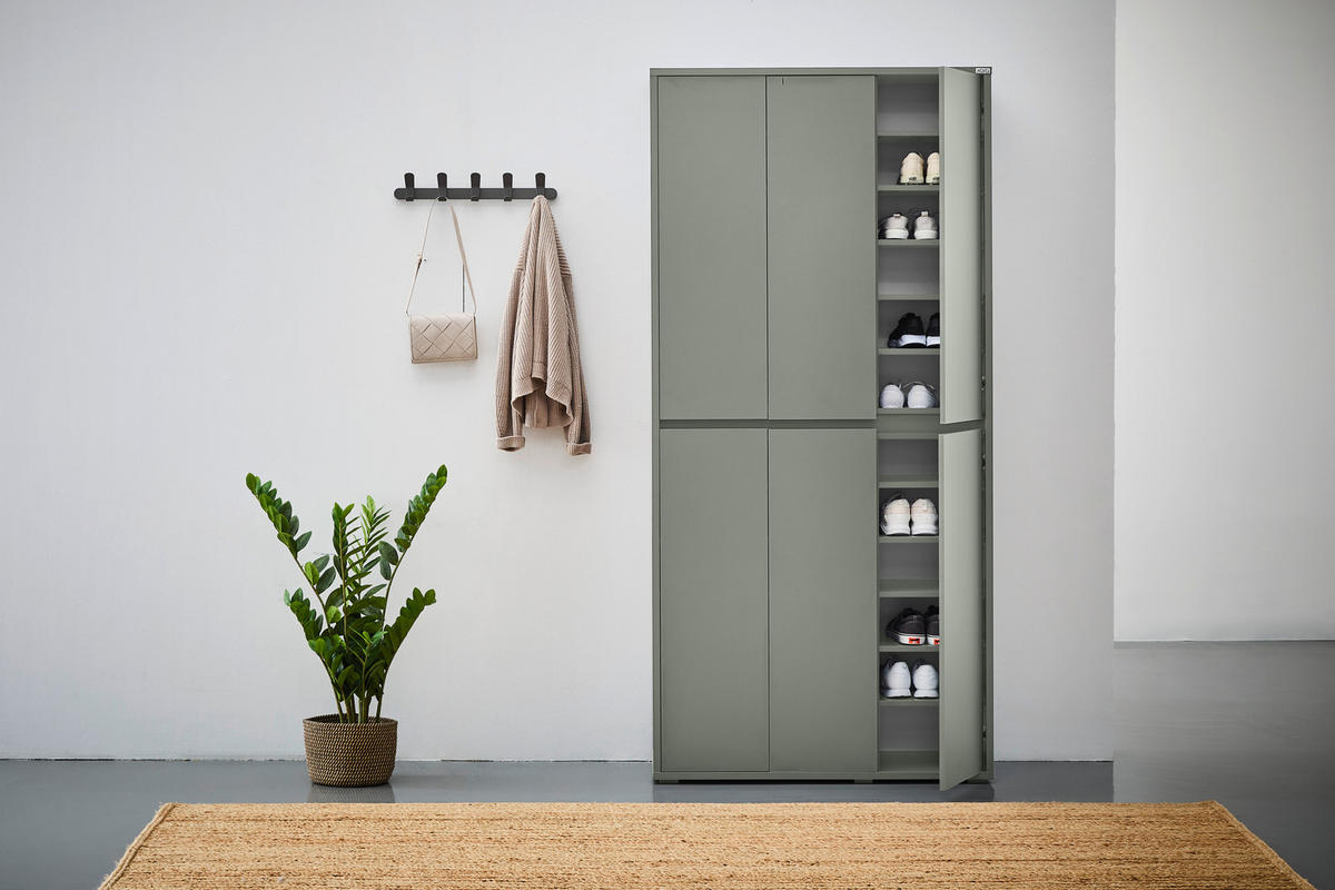 OMARA ZA ČEVLJE zelena - zelena/antracit, Design, umetna masa/leseni material (100/210/34cm) - Xora