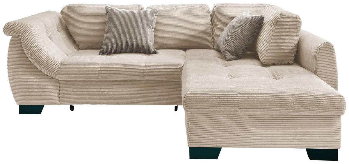 ECKSOFA in Cord Beige  - Beige/Graubraun, Design, Holz/Textil (250/190cm) - MID.YOU