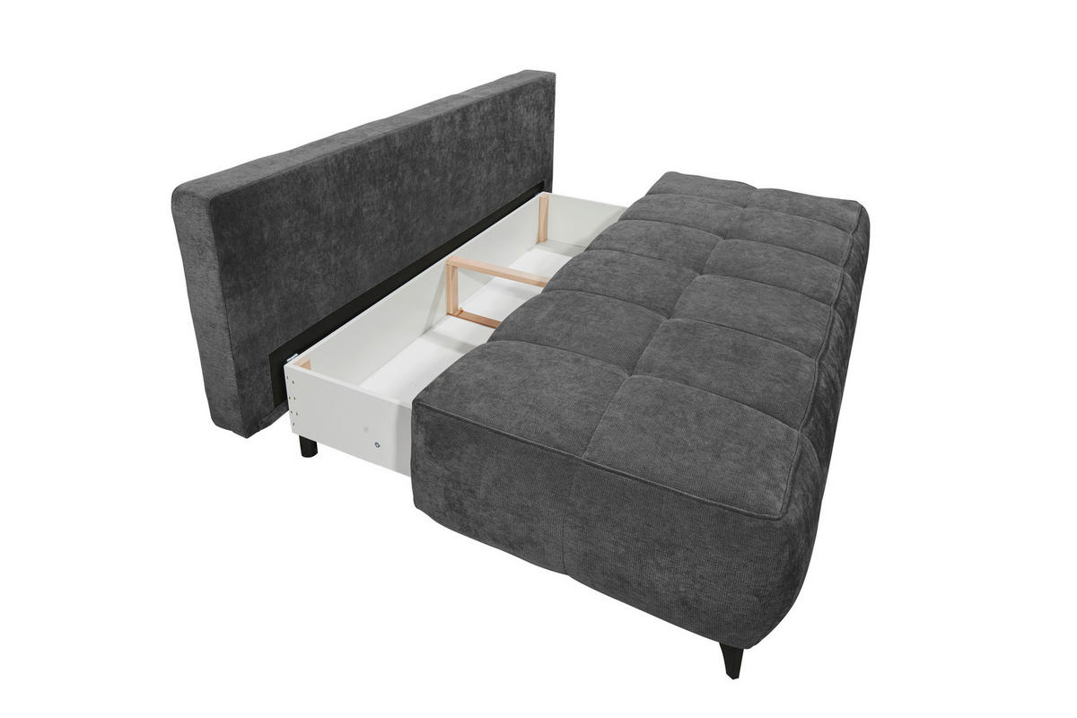 SCHLAFSOFA ELISA Webstoff Anthrazit  inkl. Bettkasten  - Anthrazit/Schwarz, MODERN, Kunststoff/Textil (215/96/106cm) - MID.YOU