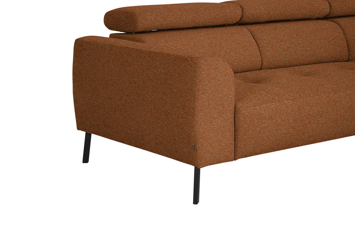 ECKSOFA in Struktur Rostfarben  280/205 cm  - Rostfarben/Schwarz, Design, Textil/Metall (280/205cm) - Xora