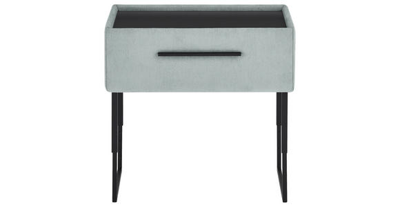 NACHTSCHRANK 64,3/45,5-61,5/45,9 cm Fichte, Kiefer furniert  - Schwarz/Hellblau, Design, Holz/Holzwerkstoff (64,3/45,5-61,5/45,9cm) - Dieter Knoll