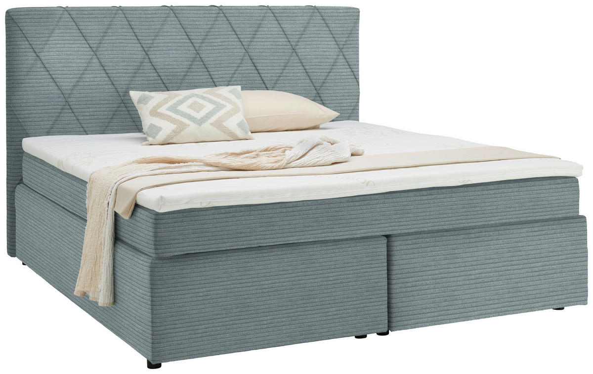 BOXSPRINGBETT 160/200 cm  in Hellgrau  - Hellgrau/Schwarz, Design, Holzwerkstoff/Kunststoff (160/200cm) - Xora
