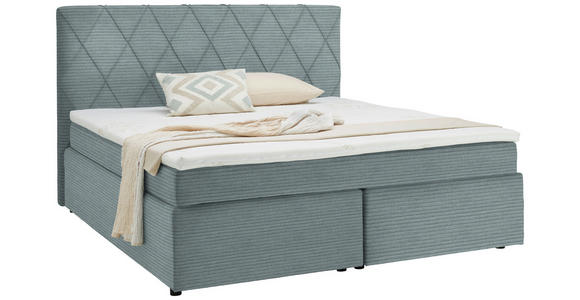 BOXSPRINGBETT 180/200 cm in Hellgrau - Hellgrau/Schwarz, Design, Kunststoff/Textil (180/200cm) - Xora