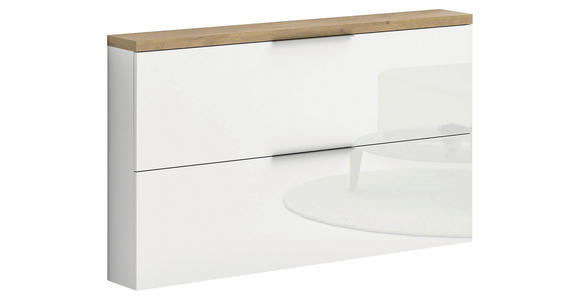 HÄNGESCHUHSCHRANK 140/82/19 cm - Eichefarben/Weiß Hochglanz, Design, Holzwerkstoff/Metall (140/82/19cm) - Xora