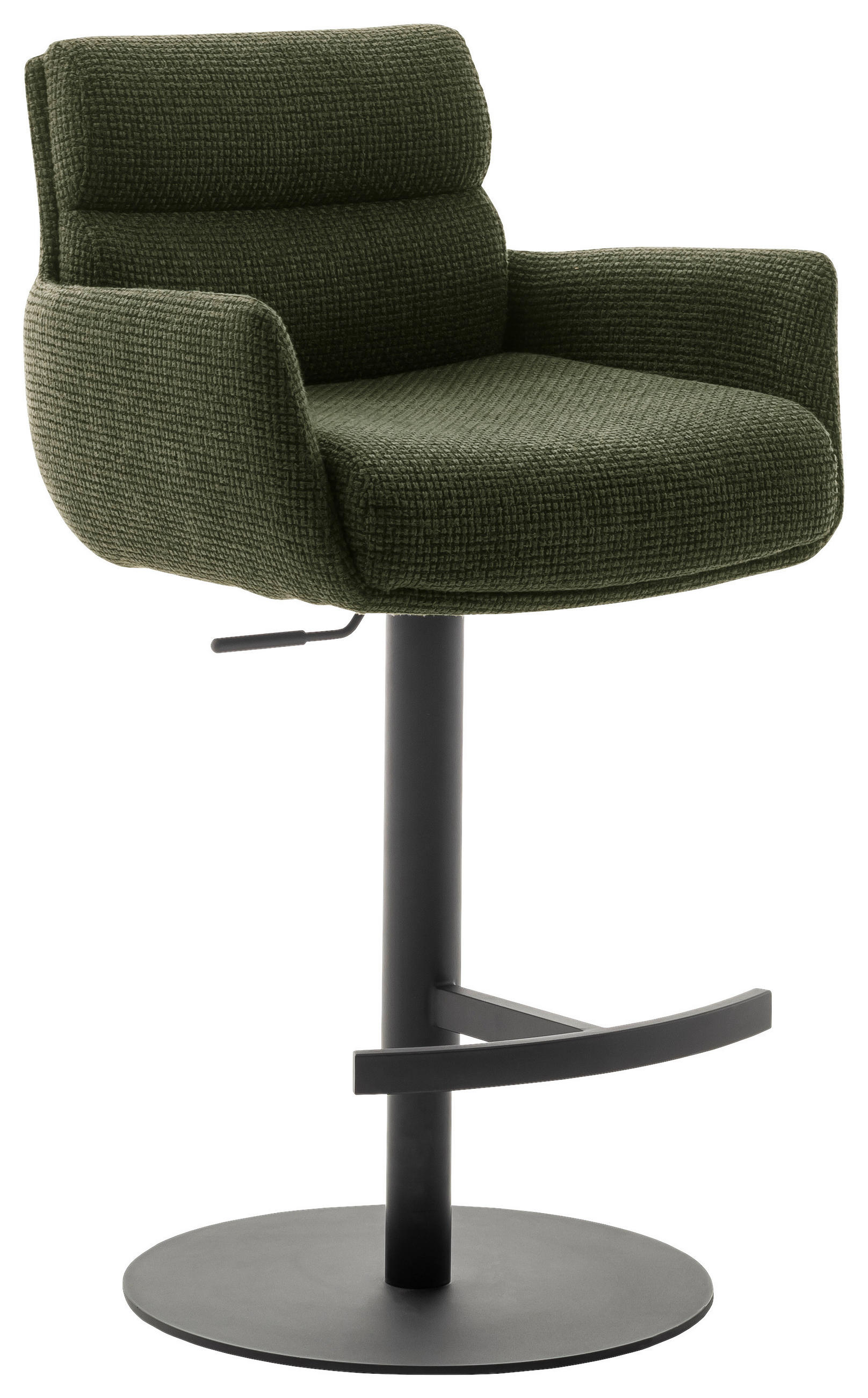 BARHOCKER Webstoff Olivgrün Stahl Stoffauswahl, Typenauswahl, Sitzfläche 360° drehbar, Gestellauswahl  - Schwarz/Olivgrün, Design, Textil/Metall (54/84/52cm) - Dieter Knoll