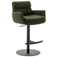 BARHOCKER Webstoff Olivgrün Stahl Stoffauswahl, Typenauswahl, Sitzfläche 360° drehbar, Gestellauswahl  - Schwarz/Olivgrün, Design, Textil/Metall (54/84/52cm) - Dieter Knoll
