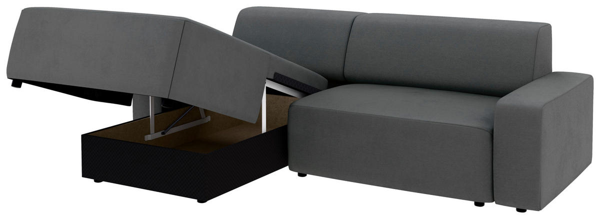 ECKSOFA in Struktur Anthrazit  - Anthrazit/Schwarz, Modern, Kunststoff/Textil (162/246cm) - Trendmanufaktur