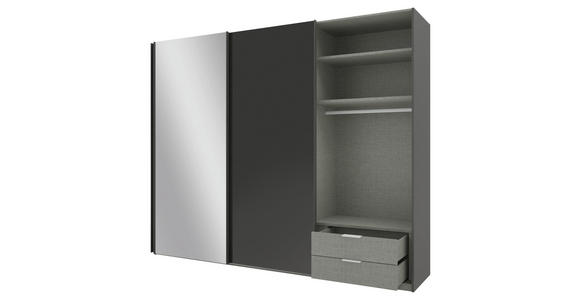 SCHWEBETÜRENSCHRANK  in Anthrazit  - Anthrazit/Grau, KONVENTIONELL, Glas/Holzwerkstoff (270/223/69cm) - Novel