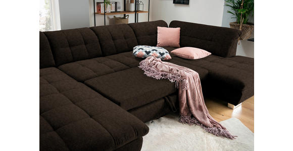 WOHNLANDSCHAFT in Mikrofaser Braun  - Chromfarben/Braun, Design, Kunststoff/Textil (204/350/211cm) - Xora