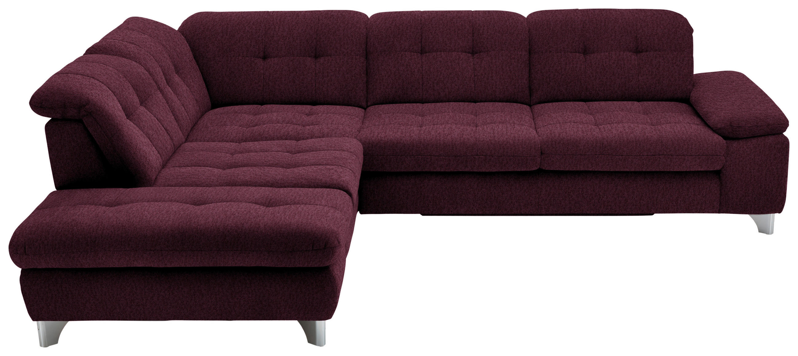ECKSOFA in Chenille Aubergine  - Chromfarben/Aubergine, Design, Textil/Metall (260/310cm) - Beldomo Speed
