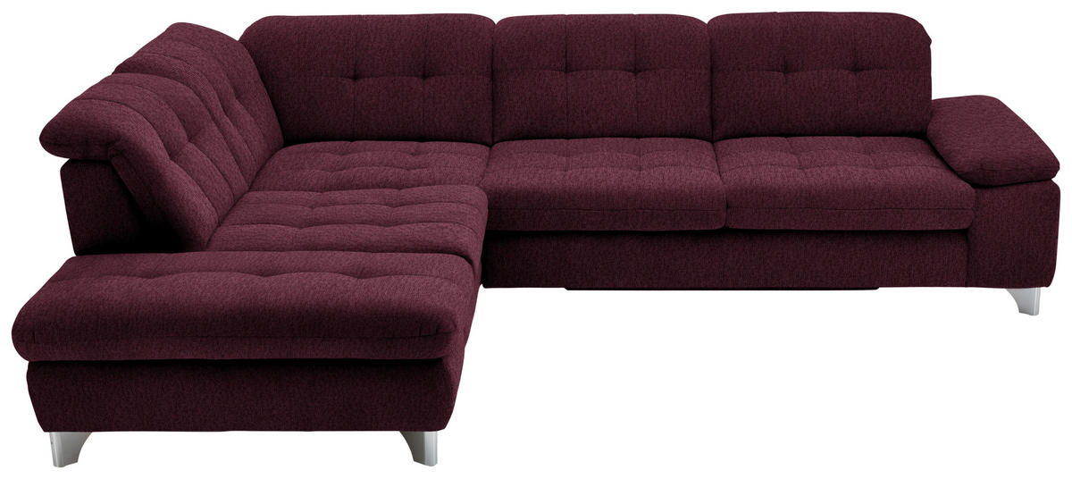 ECKSOFA in Chenille Aubergine  - Chromfarben/Aubergine, Design, Textil/Metall (260/310cm) - Beldomo Speed