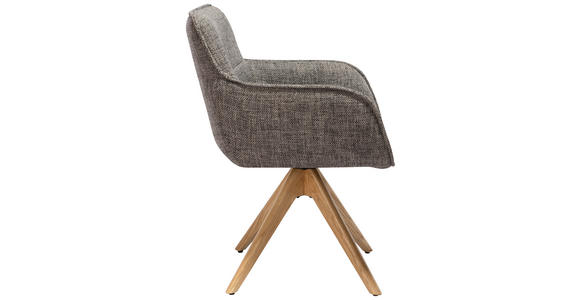 ARMLEHNSTUHL in Mikrofaser - Eichefarben/Grau, Design, Holz/Textil (61/87,5/61cm) - Novel
