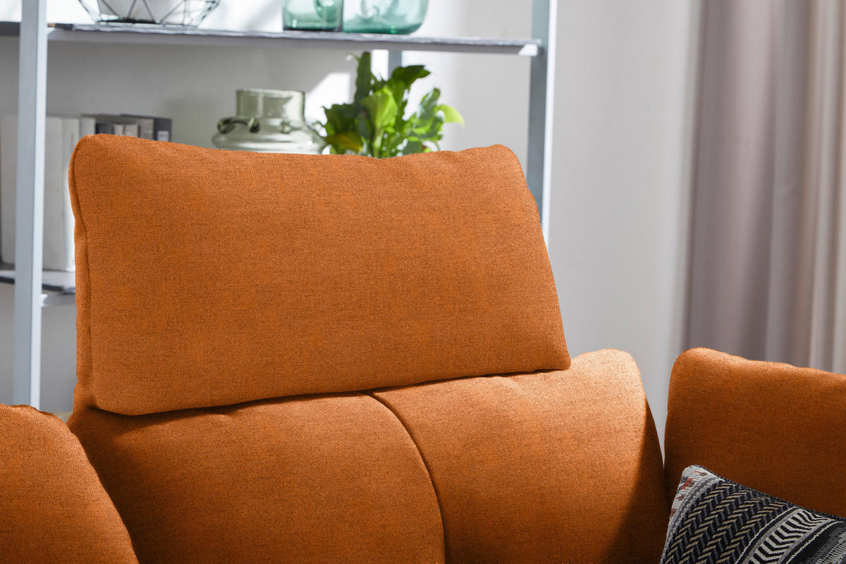 ECKSOFA in Flachgewebe Orange, Rostfarben  157/344 cm  - Rostfarben/Schwarz, Design, Textil/Metall (157/344cm) - Chilliano