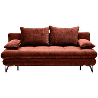 SCHLAFSOFA Italia in Samt Terracotta  - Terracotta/Schwarz, Design, Textil/Metall (205/79-96/85cm) - Novel